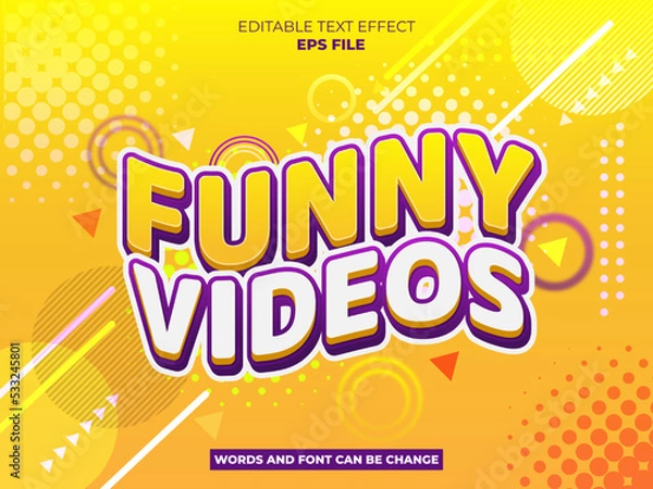 Fototapeta funny video text effect, font editable, typography, 3d text. vector template