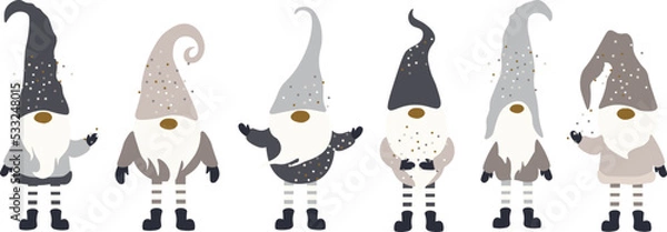 Obraz Set Holiday Gnomes  isolated Vector illustration on white background