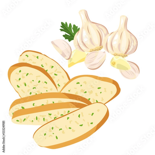 Obraz garlic bread with fresh garlic