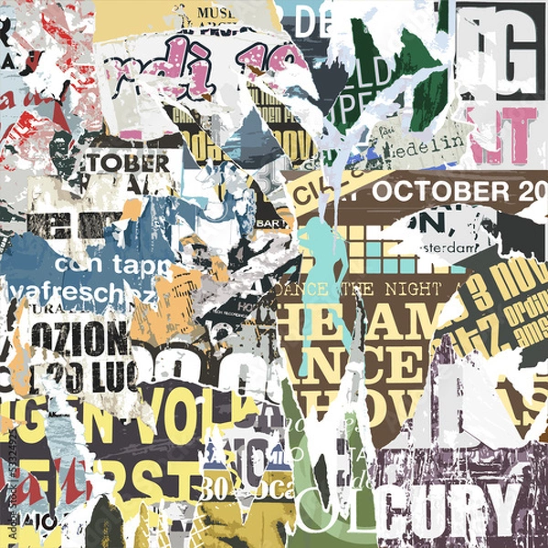 Obraz A Grunge Background with Old Torn Posters