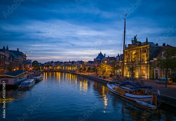 Obraz view of the old town Haarlem and Spaarne river