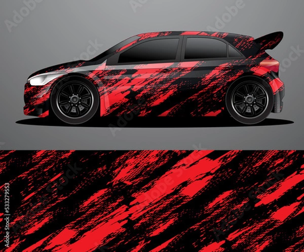 Obraz Rally car decal graphic wrap vector, abstract background
