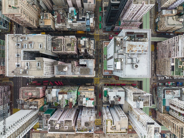 Fototapeta Top view of Hong Kong city