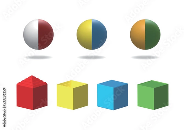 Obraz 3D球体・立方体