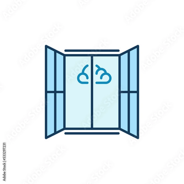 Fototapeta Cloud and Opened Window vector concept colored minimal icon