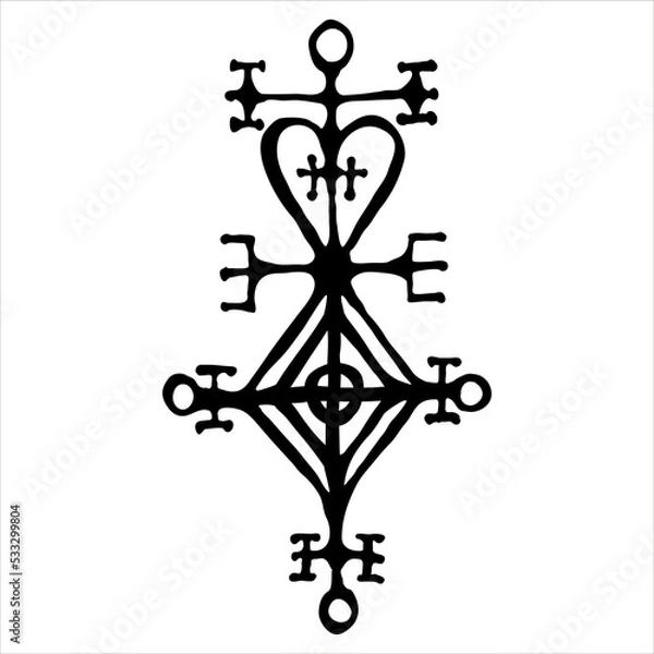 Fototapeta Astarstafur, Celtic love charm, bind rune, symbol, Norse mythology, isolated, vector