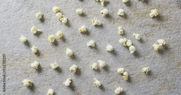 Fototapeta Image of close up of popcorn on gray background
