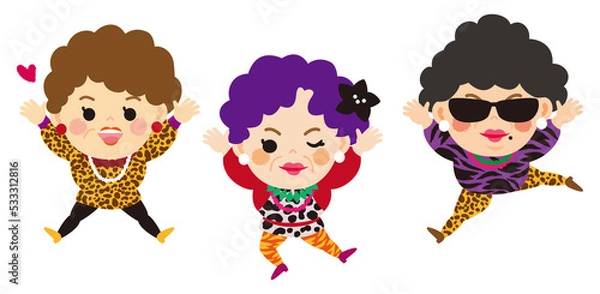 Fototapeta 大阪娘トリオのイラスト