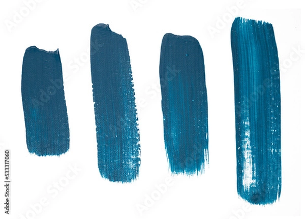 Fototapeta Blue paint brush strokes, art elements composition. Dirty artistic design.