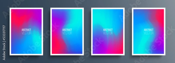 Fototapeta Set of abstract backgrounds with blue and red soft color gradients for your creative graphic design. Vector illustration.