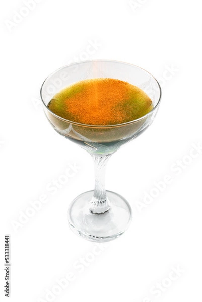 Fototapeta Cocktail with paprika in dessert glass isolated object shot against white background