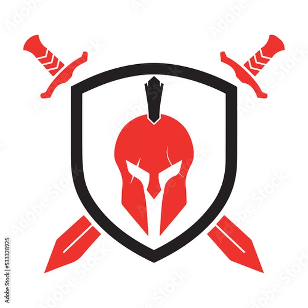 Obraz Spartan Warrior Logo Vector with swords sheild 