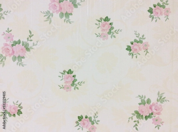 Fototapeta Fragment of colorful retro tapestry textile pattern with floral ornament useful as background