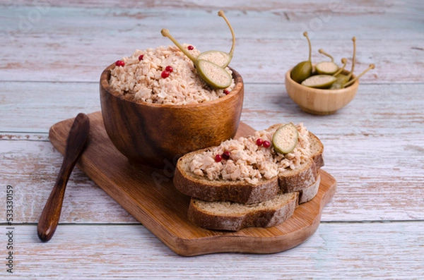Fototapeta Fish pate with capers