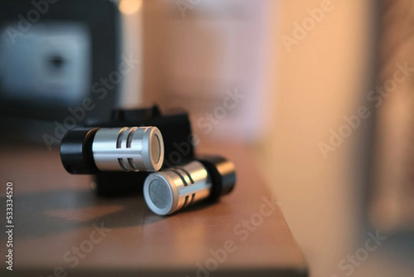 Fototapeta microphnone close up and blurry background
