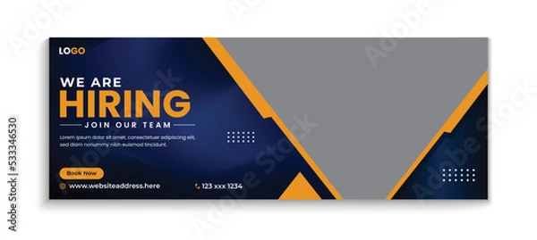 Obraz Modern job hiring cover banner design template for company, corporate or business