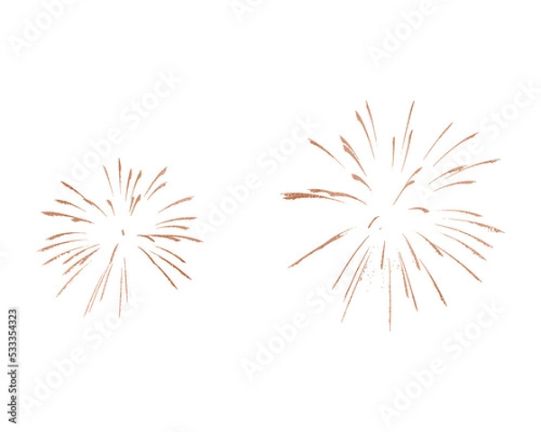Obraz Rose gold firework, thin brush stroke lines. Isolated png illustration, transparent background. Design element for overlay, montage, collage. Happy new year concept.