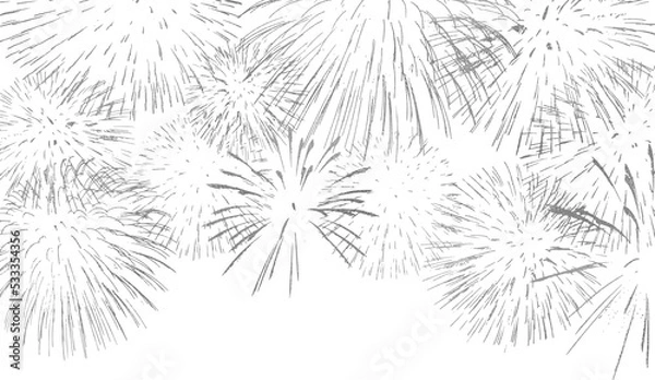 Obraz Silver colored firework, thin  stroke lines. Isolated png illustration, transparent background. Design  for overlay, montage, collage. Happy new year concept.