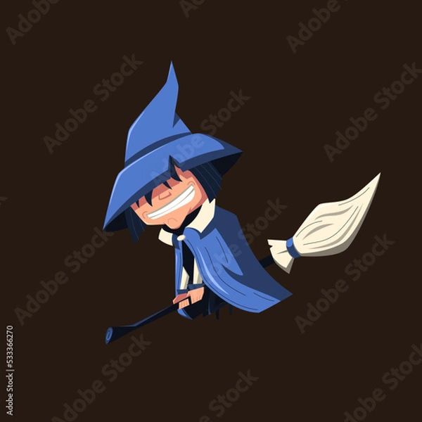 Obraz Cartoon witch on a broom.