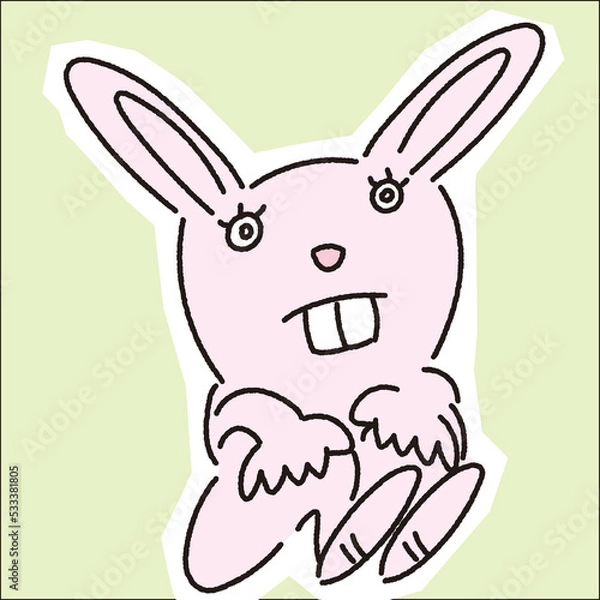 Obraz つまらなそうな顔で座っているウサギ