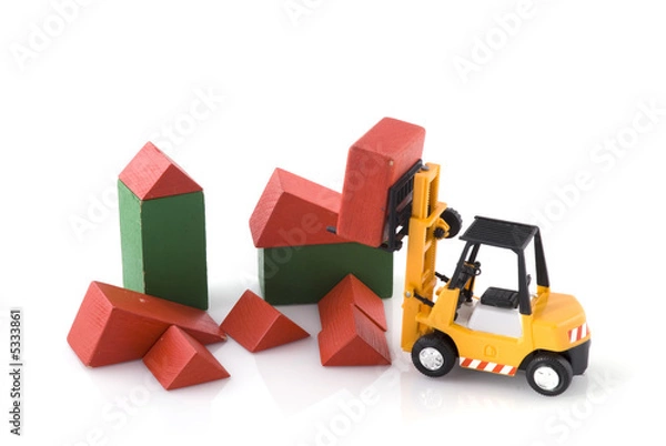 Obraz fork-lift truck at toys construction place