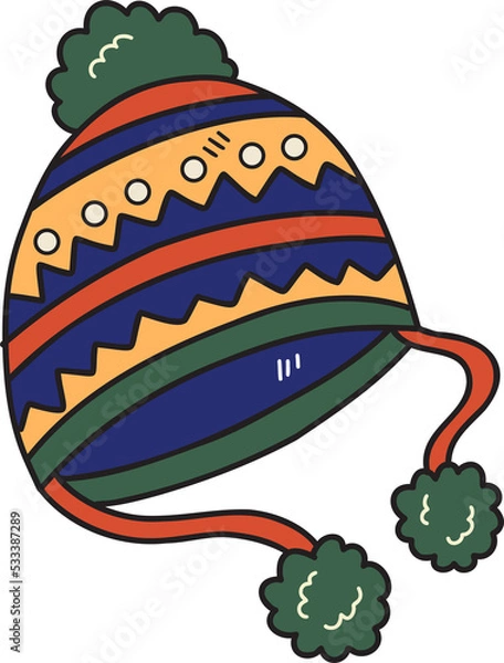 Fototapeta Hand Drawn christmas knit hat illustration