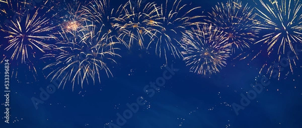Obraz Panoramic Holiday fireworks header background