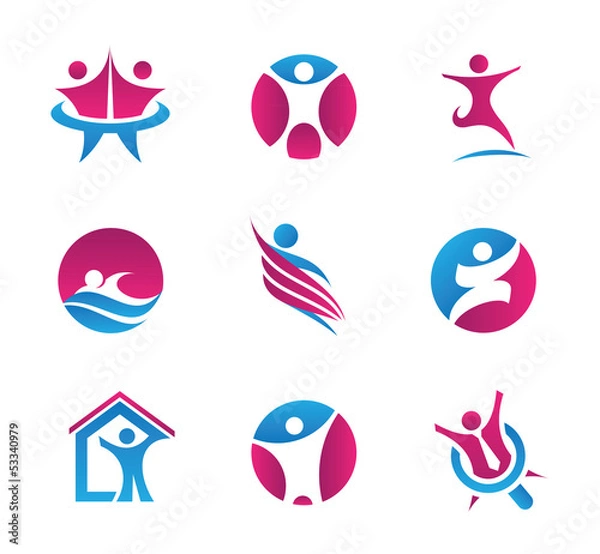 Fototapeta Abstract people logos and icons