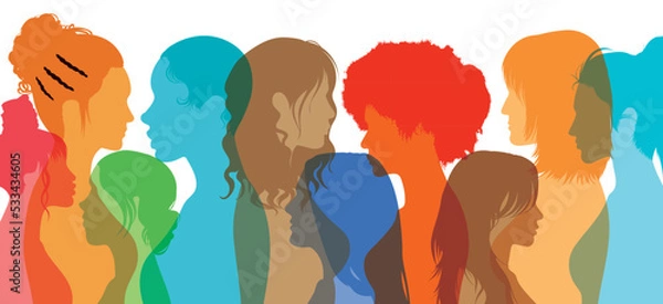 Fototapeta Multi-ethnic group of women who share information and ideas. Networking and communication between women of different cultures.