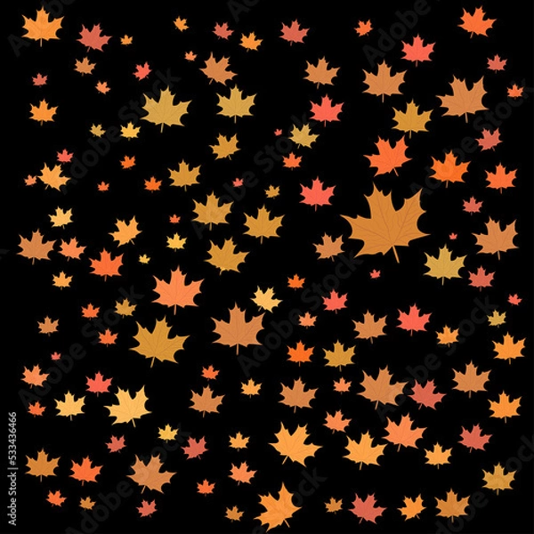 Obraz Falling leaves pattern with autumn tones on black background	
