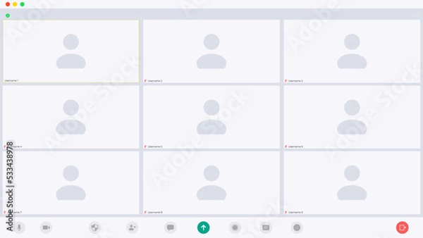 Obraz Video conference user interface, video conference calls window overlay. Vector illustration