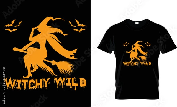 Obraz witchy wild Halloween t shirt design template