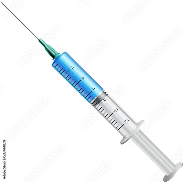 Fototapeta 3D realistic injection vaccine syringe needle