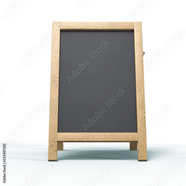 Obraz Blank menu advertisement chalkboard blackboard outdoor display isolated on transparent 3d render 