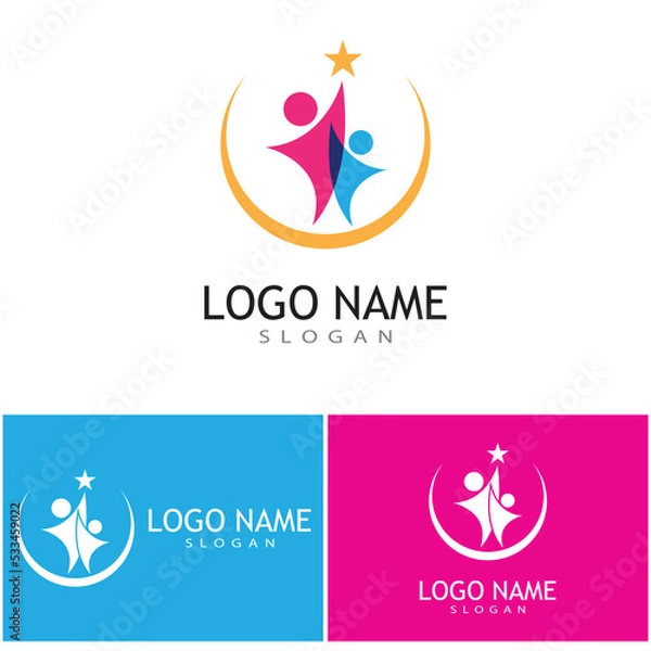 Fototapeta Adoption and community care Logo template vector