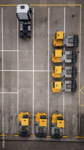 Obraz Aerial view of a logistics and transport yard