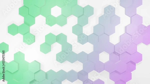 Obraz Abstract multicolored background with hexagons or honeycombs, 3D rendering with color gradient, hexagonal wallpaper, geometric illustration design