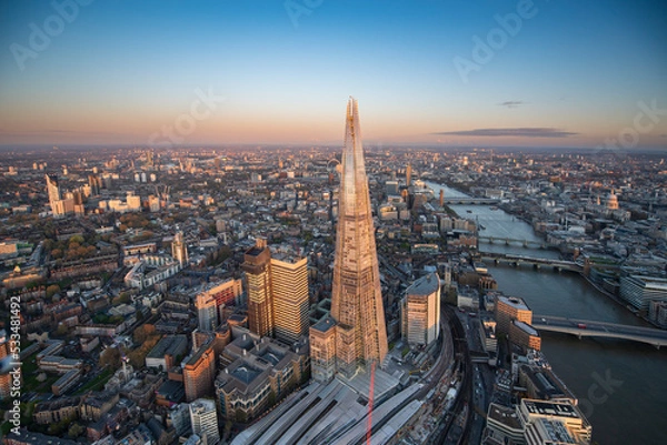 Obraz aerial view of the shard and london skyline at sunrise