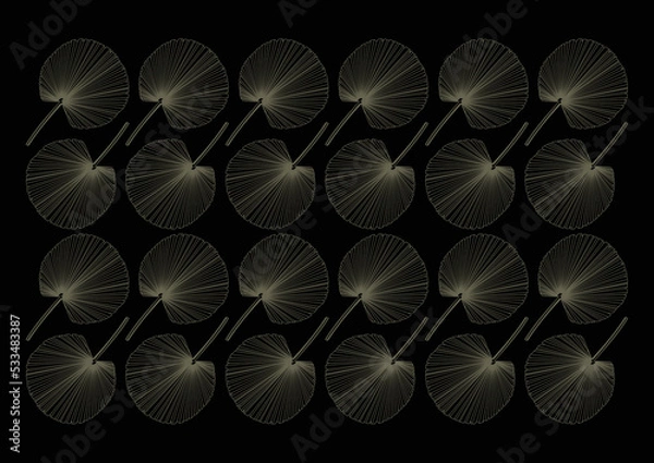 Fototapeta outline fan palm leaves background