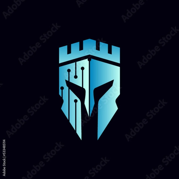 Fototapeta Modern spartan tech logo illustration design for your company or business