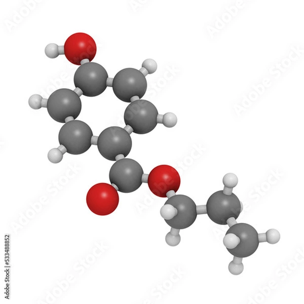 Fototapeta Propylparaben (paraben preservative, E216) molecule, chemical structure
