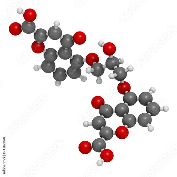 Fototapeta Cromoglicic acid (cromolyn, cromoglycate) asthma and allergy drug, chemical structure.