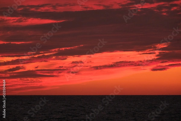 Obraz Red fire blood sunset sky cloudscape seascape