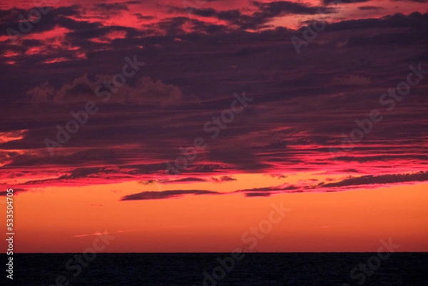 Obraz Red fire blood sunset sky cloudscape seascape
