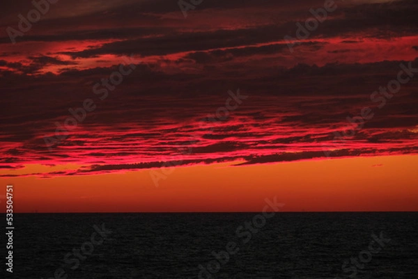 Obraz Red fire blood sunset sky cloudscape seascape