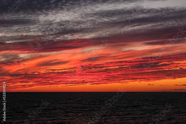 Obraz Red fire blood sunset sky cloudscape seascape