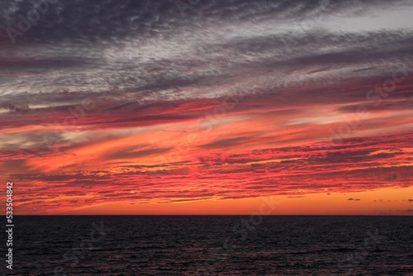 Obraz Red fire blood sunset sky cloudscape seascape