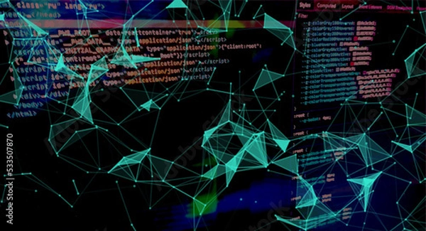 Fototapeta Vector futuristic technology background. Digital network concept. Big data analysis