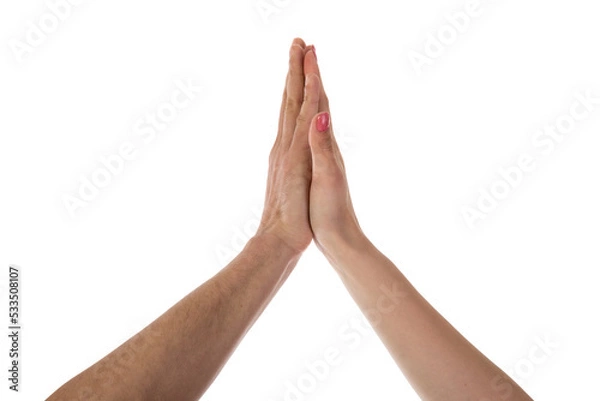 Fototapeta Two hands making a high five isolated on transparent background