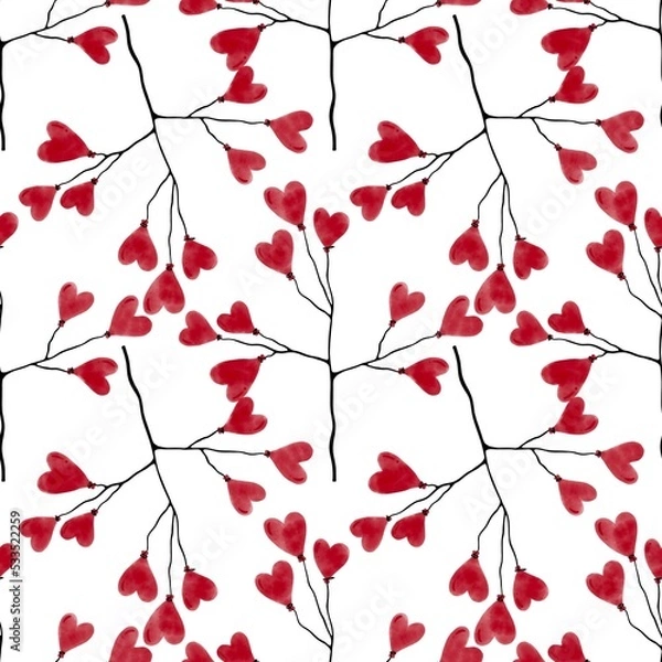 Fototapeta Valentines hearts balloons seamless love festive pattern for wrapping and kids and clothes print and textiles and gifts